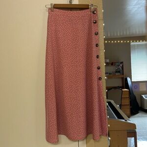 SHEIN Pink A-Line Skirt with Button Detail